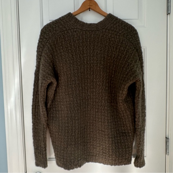 Vince Wool Cashmere Blend Waffle Stitch Open Front Cardigan Sweater Brown Gray S - Picture 6 of 9